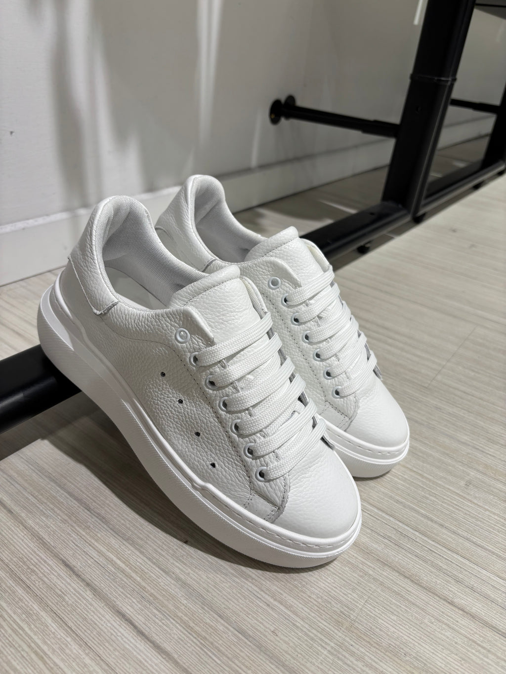 SNEAKERS PELLE BOTTOLATO FONDO BOMBATO WHITE