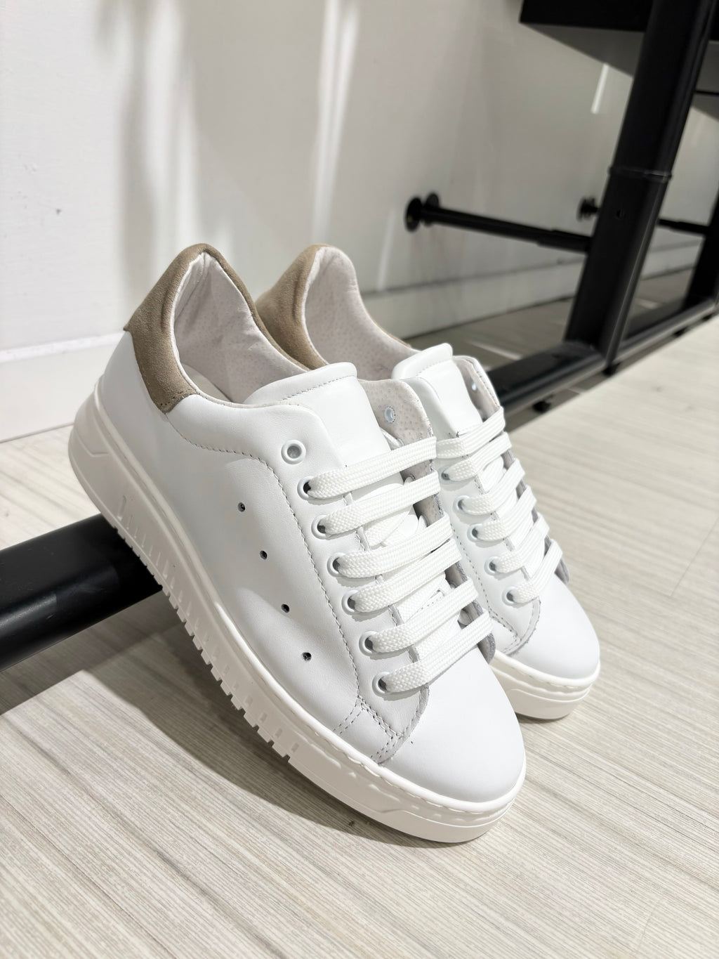SNEAKERS PELLE FONDO ARMY BAFFO BEIGE