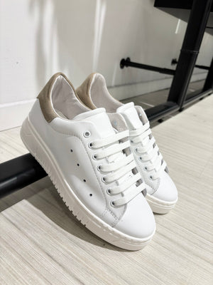 SNEAKERS PELLE FONDO ARMY BAFFO BEIGE