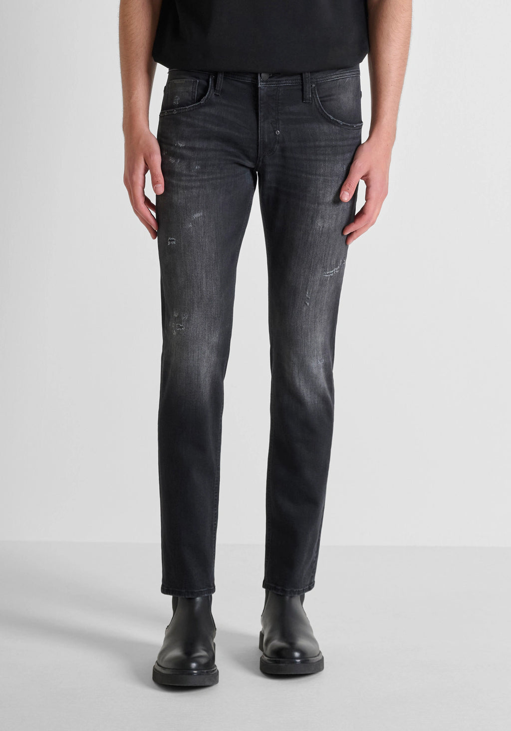 ANTONY MORATO JEANS COMFORT TAPERED FIT IN DENIM NERO EFFETTO SFUMATO 2500282