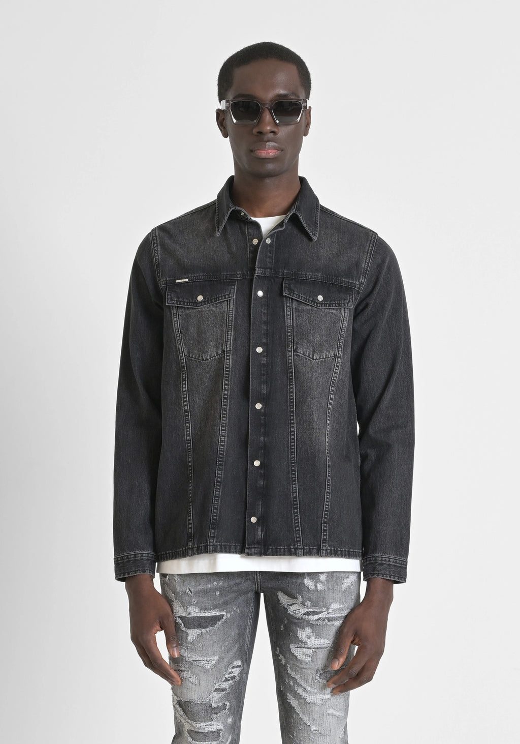 ANTONY MORATO CAMICIA REGULAR FIT IN DENIM EFFETTO USED 00738