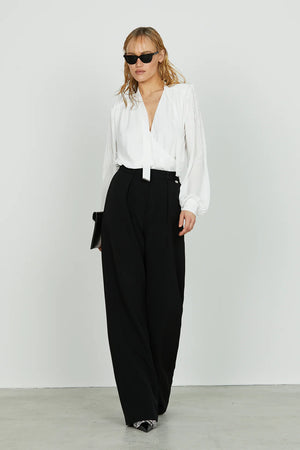 RELISH BLUSA SANTORINI CRAVATTINO E FRANGE